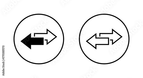 Exchange arrow icon in circular outline. Swap arrows symbol. Opposite direction sign