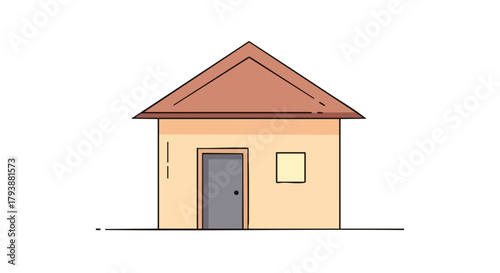 Cartoon house illustration with a simple design conveying home ownership and basic architectural form