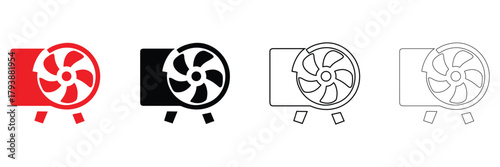 ventilator fan icon vector set, propeller, cooler vector icon , silhouette and line art