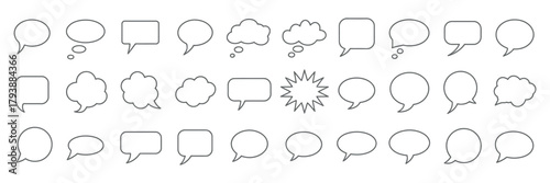 Popup bubble speech line icon, communication chat balloon vector