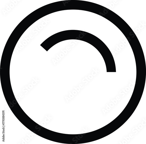 Minimalist black circle with incomplete arc symbol