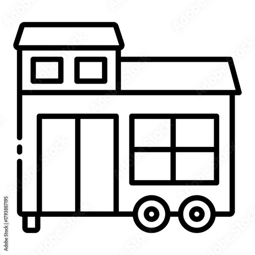 mobile tiny house icon or small house for camping