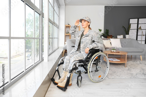 Female soldier in wheelchai...