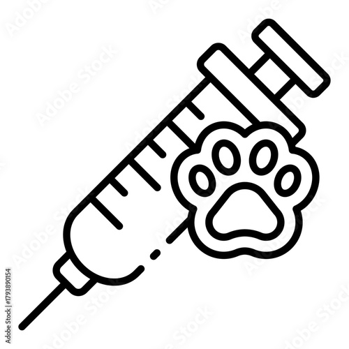 vaccine icon for veterinary, injection, protection