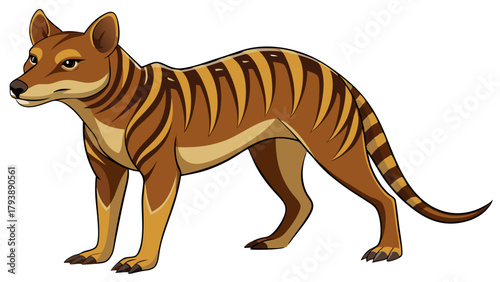 Illustration of a thylacine, the extinct marsupial wolf of tasmania