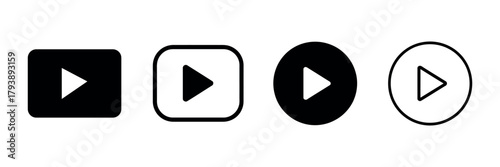 Play button icon, media control graphic for video and audio