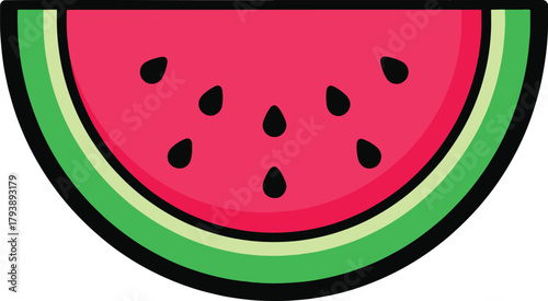 Watermelon Slice Illustration Summer Fruit Design with Seeds