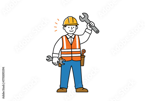 Skilled worker with tools, professional at work, manual labor, and construction industry