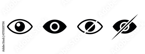 View icon, open and closed eye symbols for visibility control vector