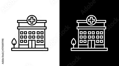 Hospital White Icon Set Design