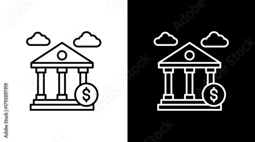 Bank White Icon Set Design