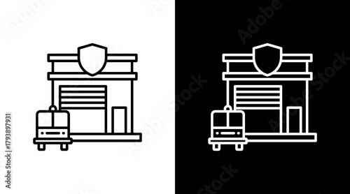 Fire Station White Icon Set Design