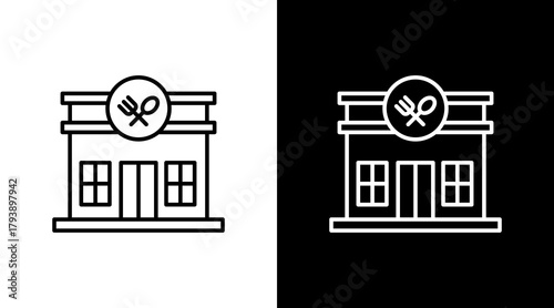 Restaurant White Icon Set Design