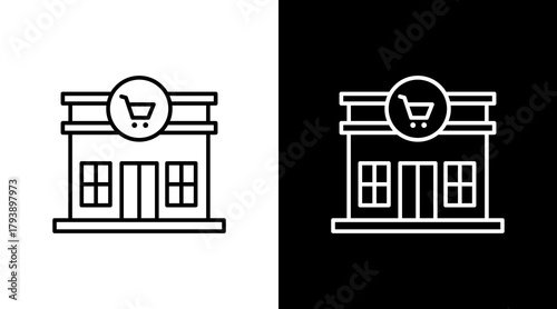 Supermarket White Icon Set Design
