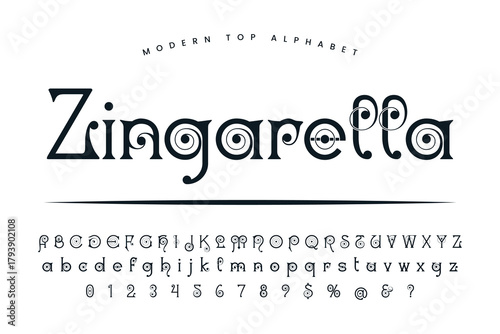 Zingarella stylish Font and Alphabet abcd font vector design