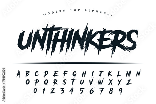 Unthinkers stylish Font and Alphabet abcd font vector design