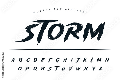 Storm Gust stylish Font and Alphabet abcd font vector design