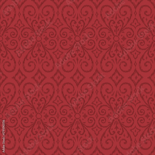 Seamless Red Baroque Pattern For Gift Wrap And Fabric Print
