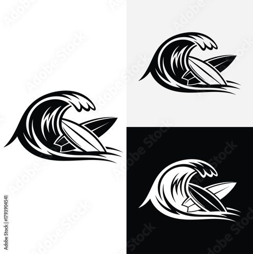 surf wave logo vector icon illustration