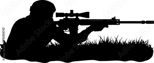 silhouette of a soldier with gun, silhouette, gun, soldier, rifle, military, weapon, war, black, person, people, illustration, vector, army, armed, shoot, shooter, music, shooting, aiming