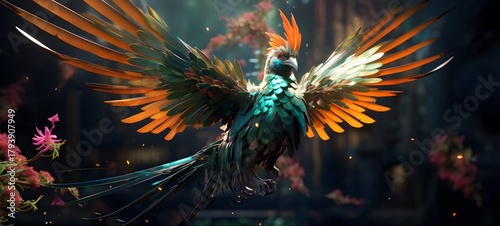 A garuda phoenix , a small creature made of glass that is sitting in the palm of your hand,generative AI