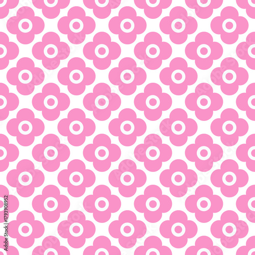 Pink and white simple floral pattern retro