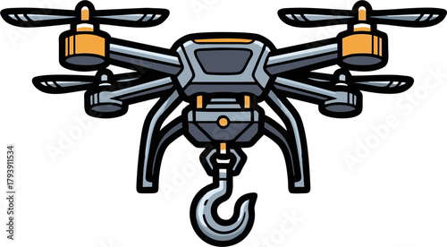 Industrial Drone with Hook for Heavy Lifting Operations.