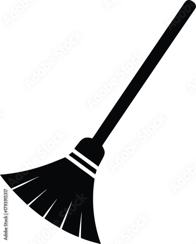 Simple broom silhouette icon for cleaning services