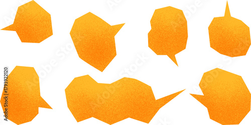 Textured Orange Abstract Crumpled Paper Speech Bubble Set