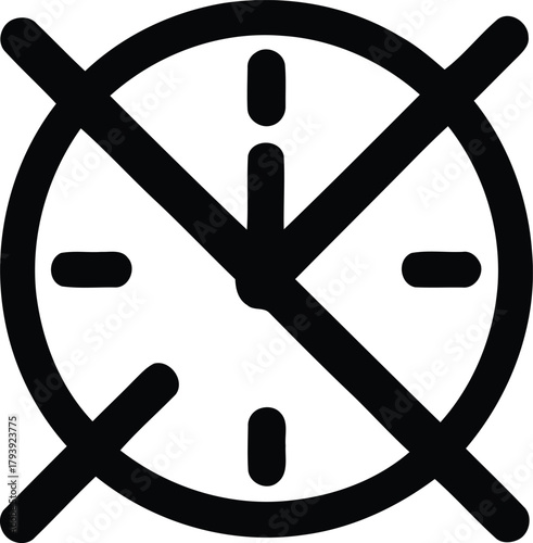 Black and white symbol representing no time or time restriction