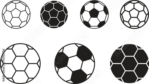 Soccer Ball Collection – Realistic Vector Set,Classic Soccer Ball Icons – Vector Illustration Pack,Football Ball Vector Set – Sports Equipment Collection