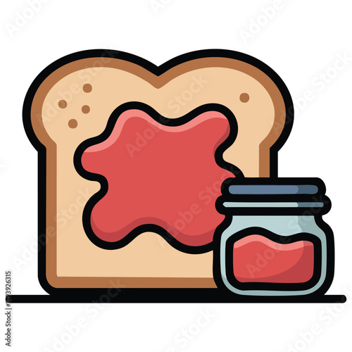 Delicious jam sandwich doodle vector illustration isolated vector illustration on white background