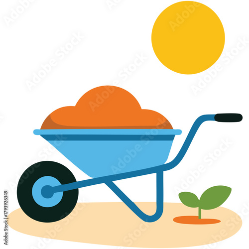 Agriculture mulching farming flat icon isolated vector illustration on white background