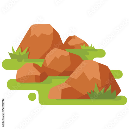 Natural landscape rocks and stones collection isolated vector illustration on white background