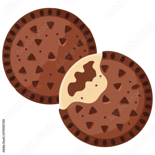 Baked biscuit cookies sweet food isolated vector illustration on white background