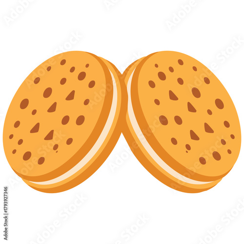 Delicious cookie biscuits sweet snack isolated vector illustration on white background