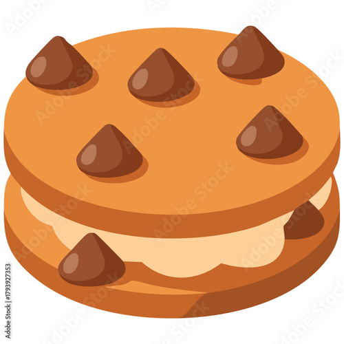 Crunchy sweet biscuit cookies isolated vector illustration on white background