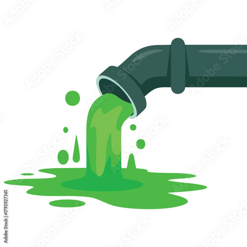 Industrial waste pollution from pipe isolated vector illustration on white background