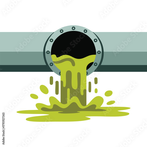 Environmental sewage flow pollution isolated vector illustration on white background
