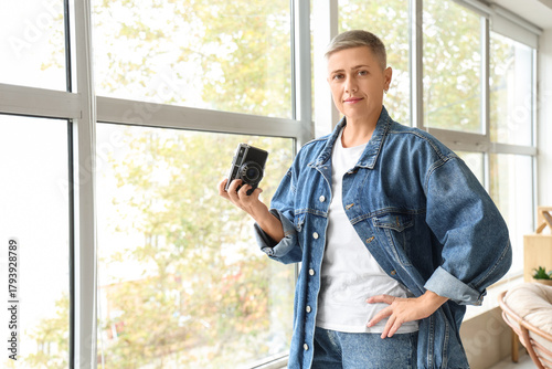 Young woman with short hair...