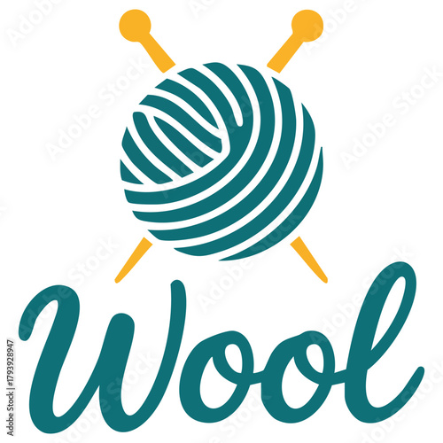 Knitting hobby wool yarn skein with needles isolated vector illustration