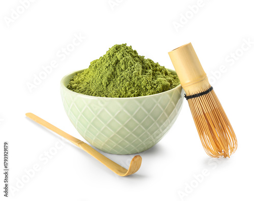 Bowl with powdered matcha t...