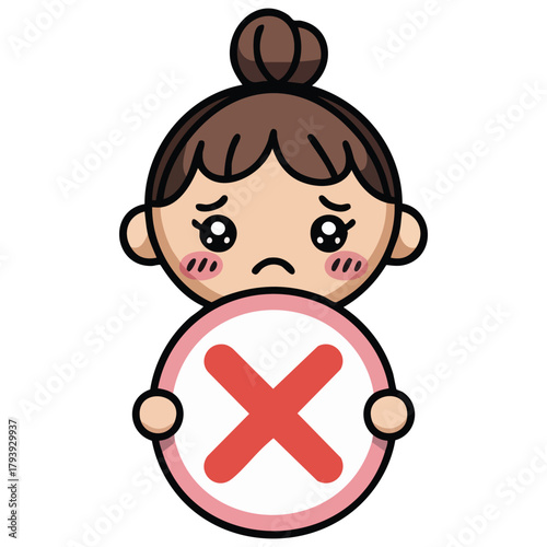 Woman with cross mark vector illustration isolated on white background