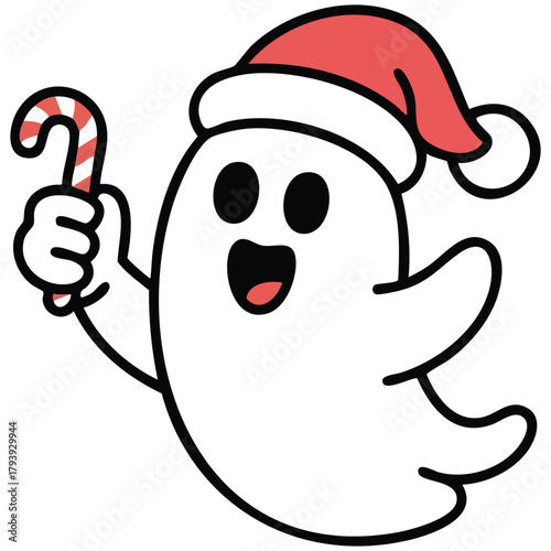 Santa ghost Christmas hand drawn vector illustration isolated