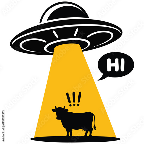 Alien UFO aircraft hand drawn vector illustration isolated