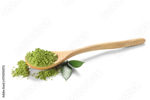 Matcha green tea powder in ...