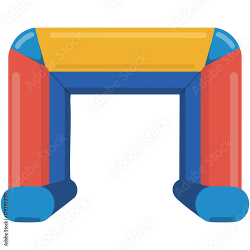 Amusement park entrance gate with colorful design isolated vector illustration on white background