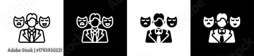 Actor Line And Glyph Style Icon In White And Black Background