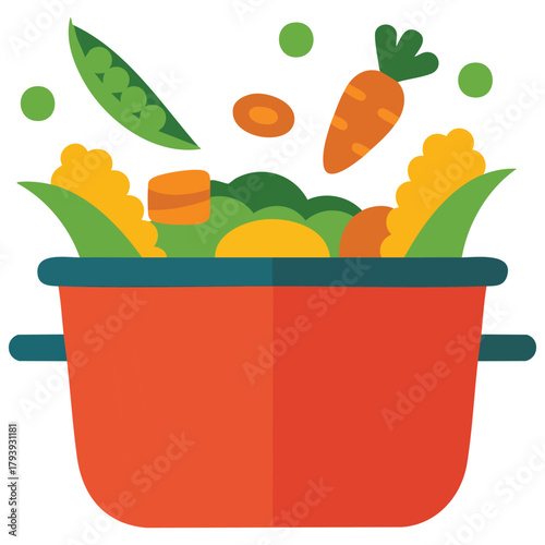 Cooking vessel for boiling and simmering isolated vector illustration on white background