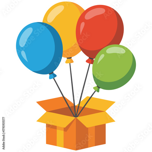 Festive party balloon with colorful appearance isolated vector illustration on white background